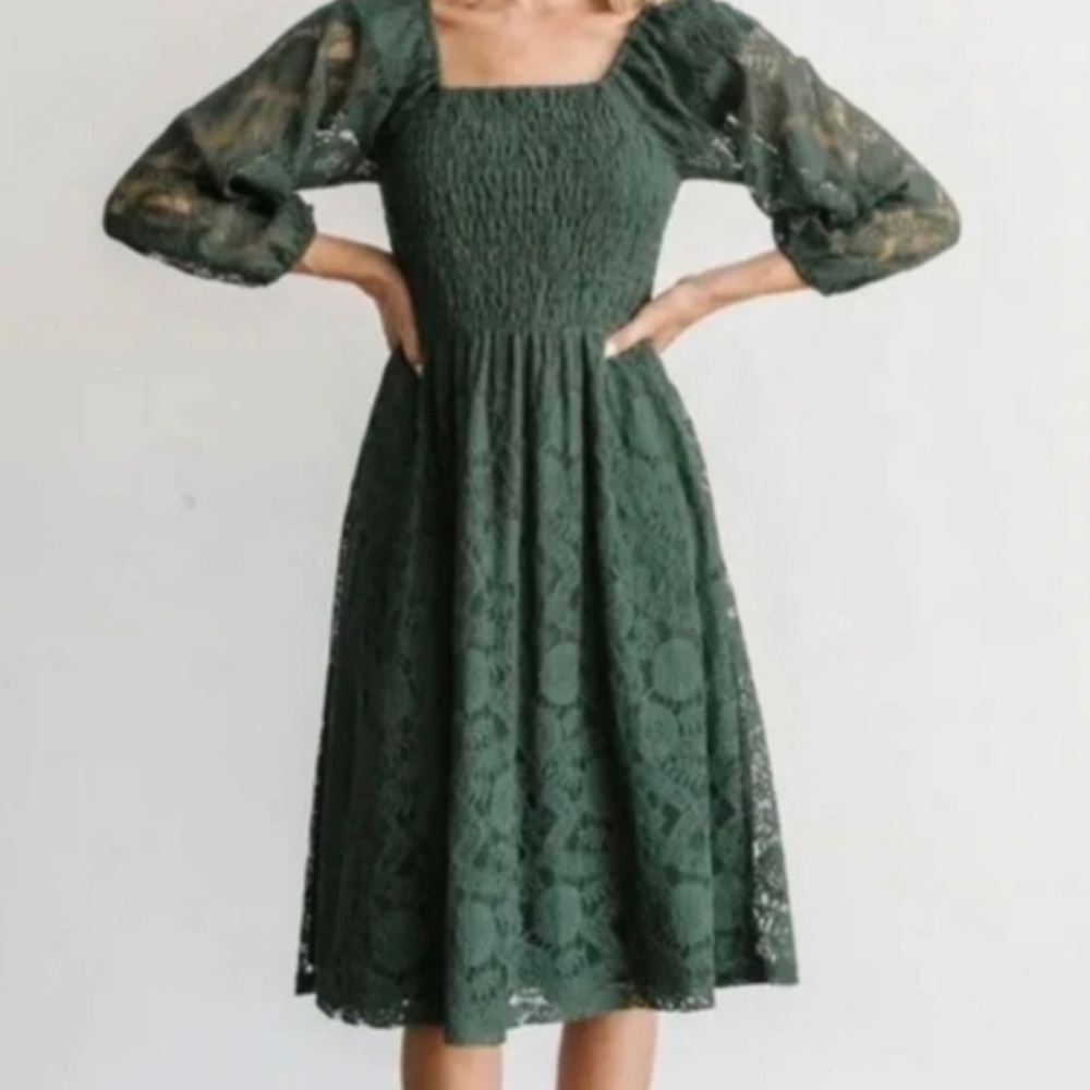Baltic Born Brisbane Lace Smocked Dress | Evergreen